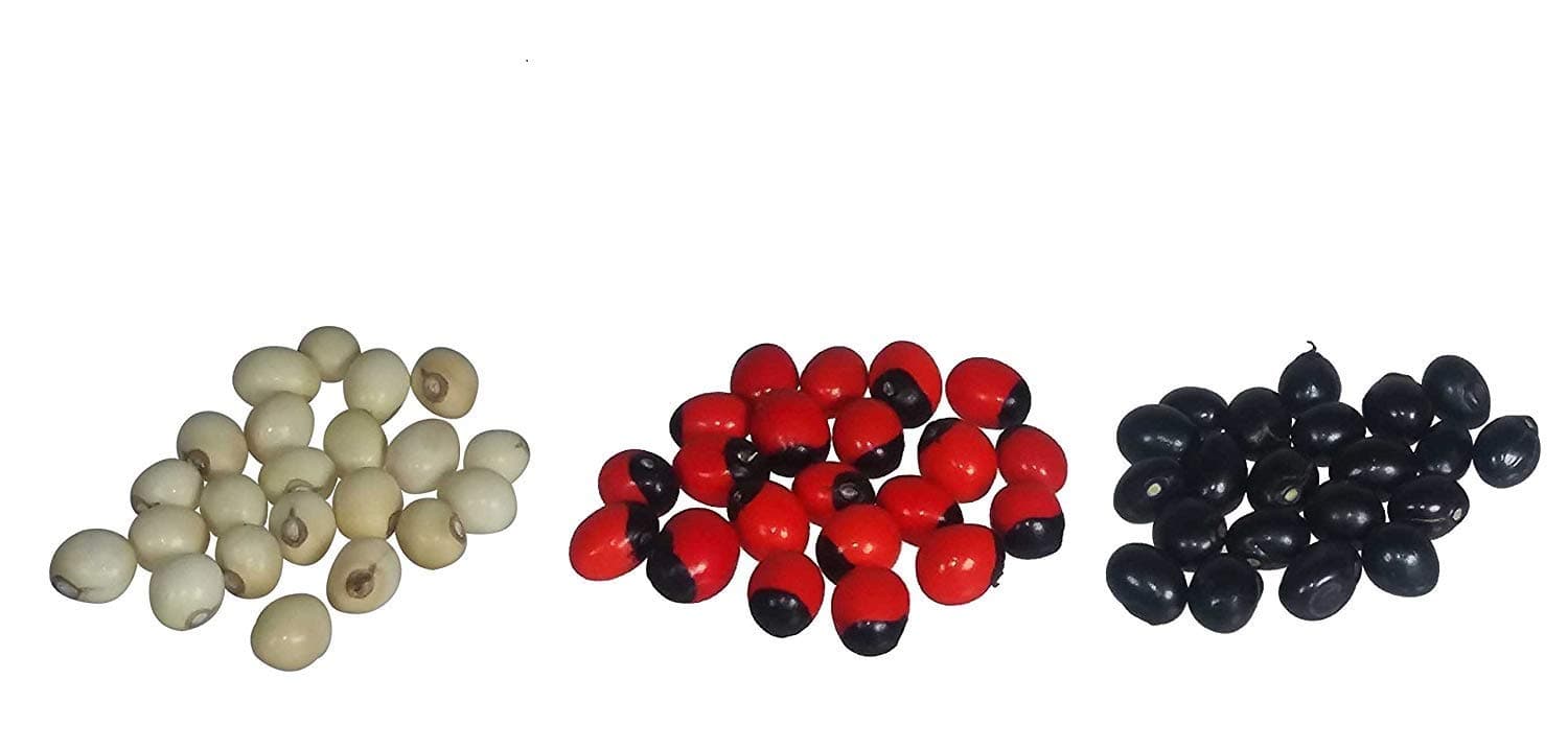 Gunja Combo (White,Black, Red) / Abrus Precatorius/Rakta Gunja/Gumachi/Chirmi Beads/Gurinvida/Ratti Seeds / गूंज – 21PCS of each