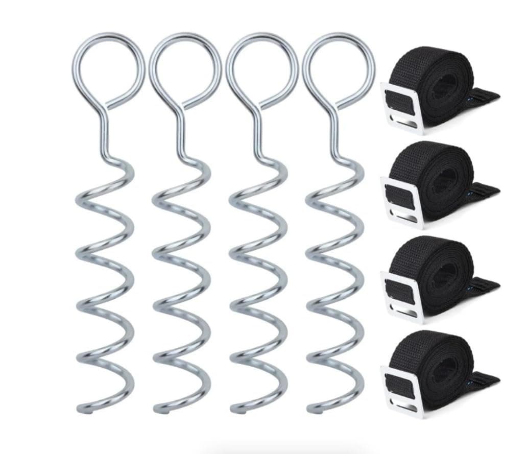 Zero Gravity Trampoline Tie Down Ground Anchor Fixing Kit, Heavy Duty, Strong and Galvanised (Corkscrew)