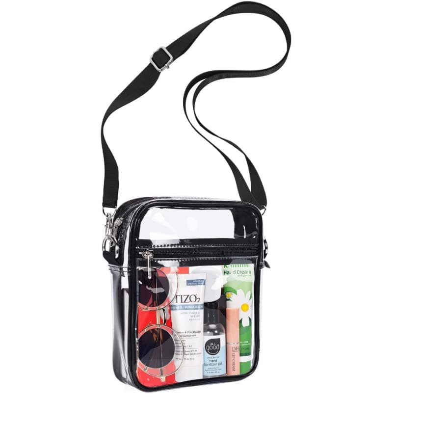 Clear Bag for Concert Stadium Approved, Plastic Clear Cross Body Bag with Adjustable Strap, Waterproof Multifunction Transparent Bag for Men Women Work Travel
