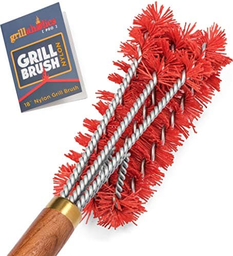 GrillaholicsPro Nylon Grill Brush - Better Than a Bristle Free Grill Brush Nylon Bristle Brushes Clean Between The Grates - Lifetime Manufacturer's Warranty