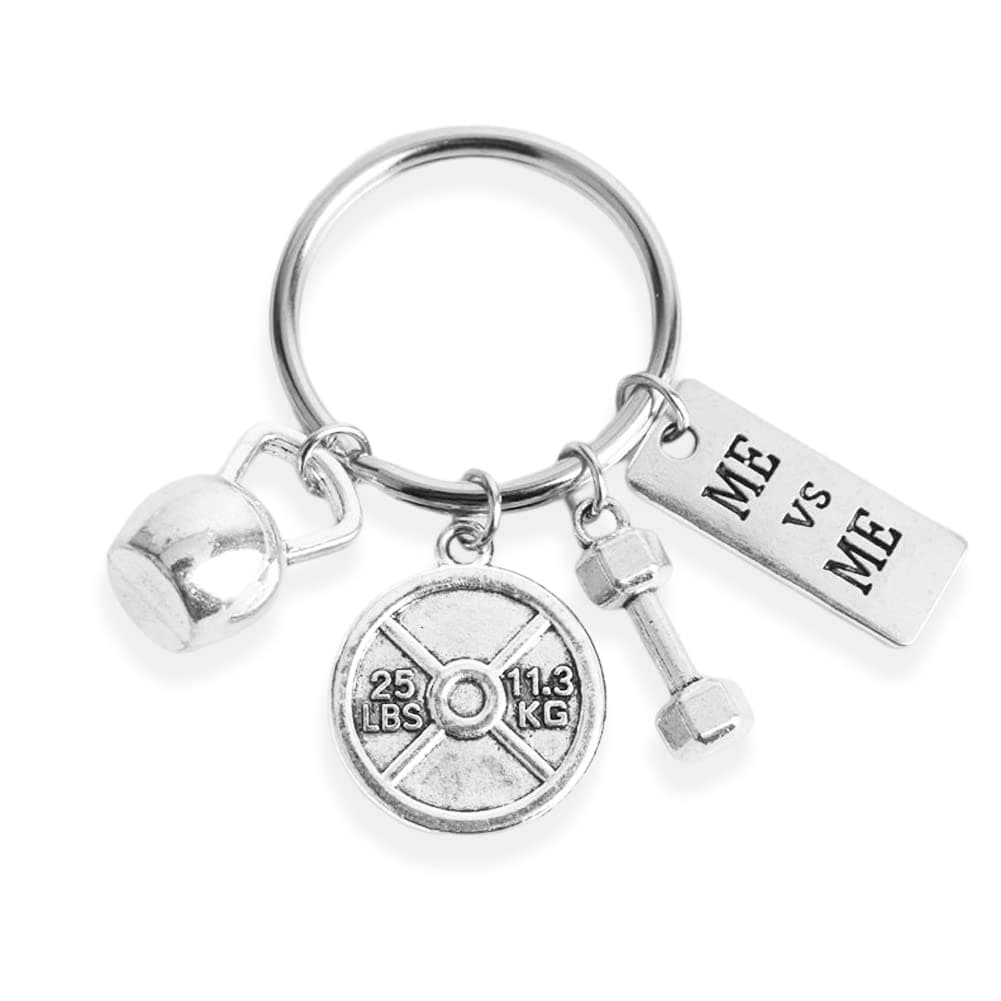 Bday Christmas Fitness Gifts for Women & Men - Weight Loss & Weightlifting Gift for Bodybuilder - Me vs Me Fitness Keychain