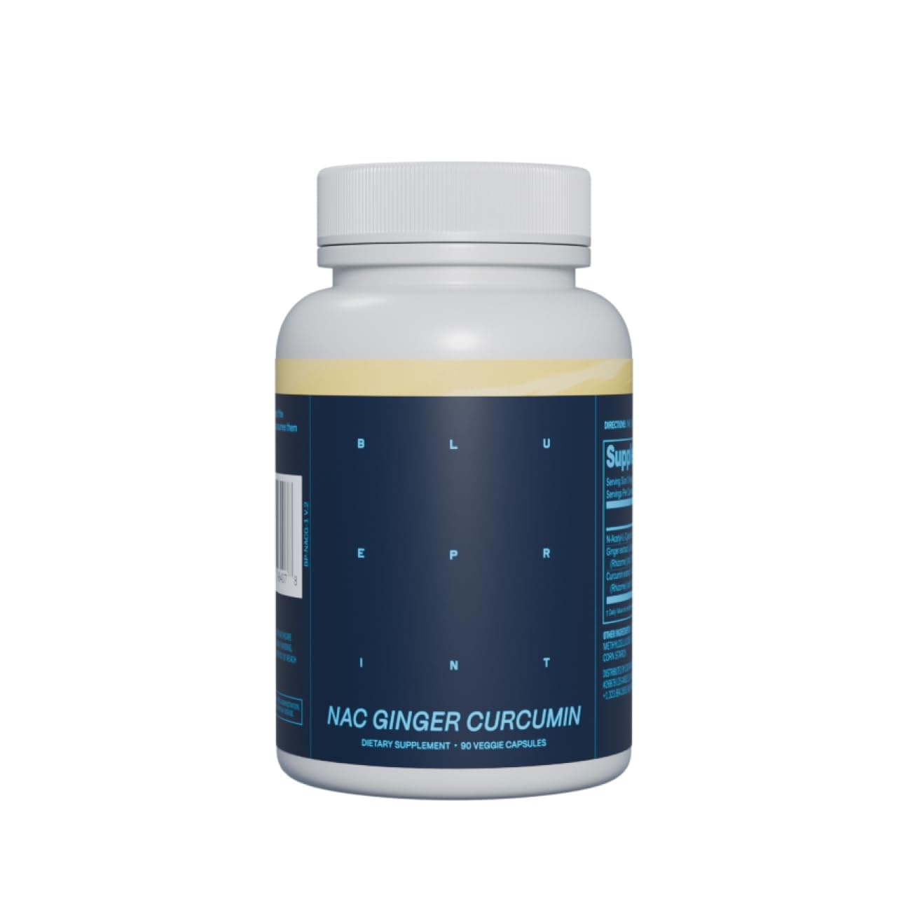 Blueprint Bryan Johnson NAC Supplement - Promotes Stress Relief, Immune System Function, Respiratory Health - Includes N-Acetyl-L-Cysteine, Ginger, Curcuminoids - Detoxifying - Vegan (30 Servings)