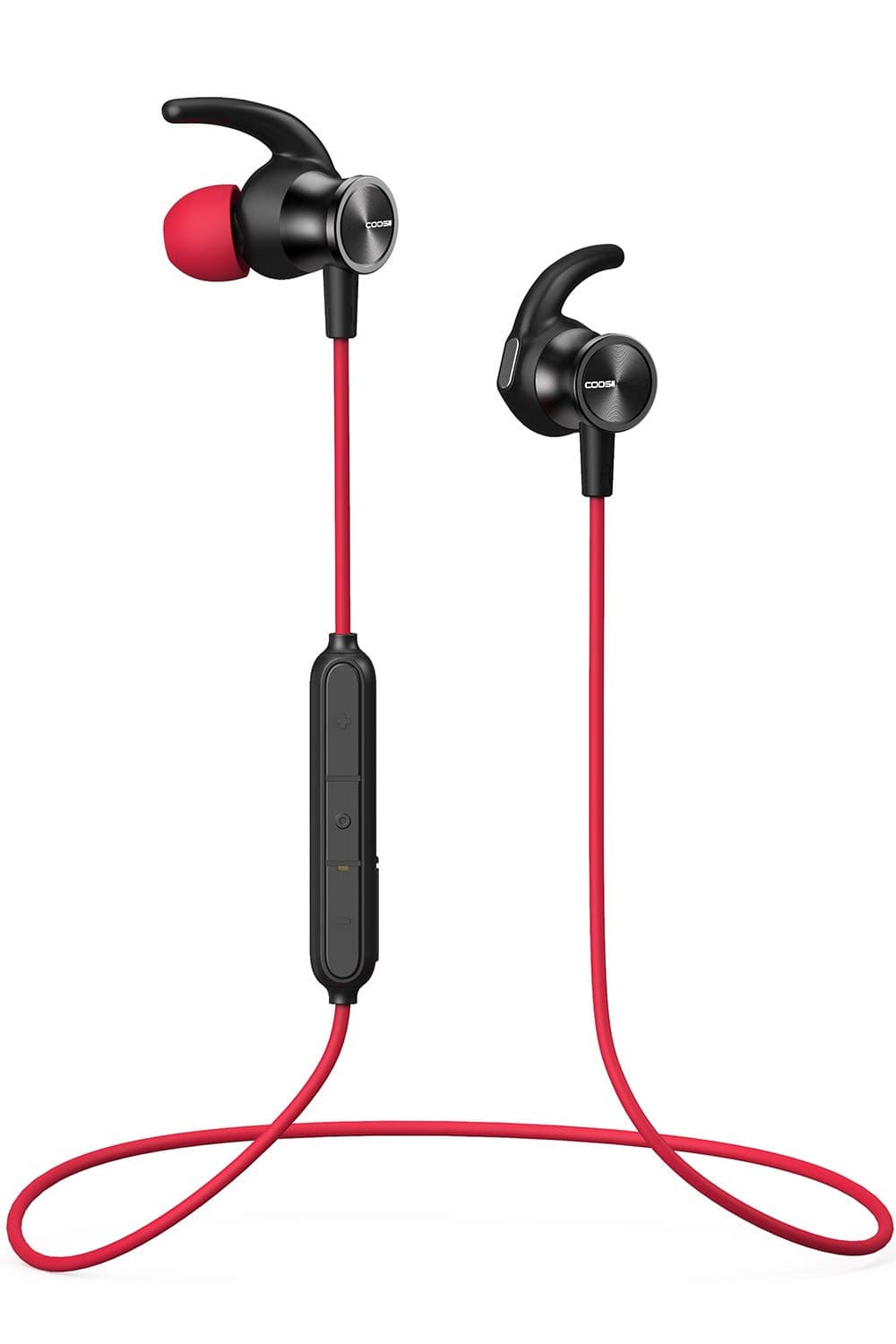 COOSII S7 Bluetooth Headphones, Wireless in Ear Earbuds with Mic and Magnetic Connection Sweatproof Earphones for Cell Phones Sport Running Workout Gym (Red)