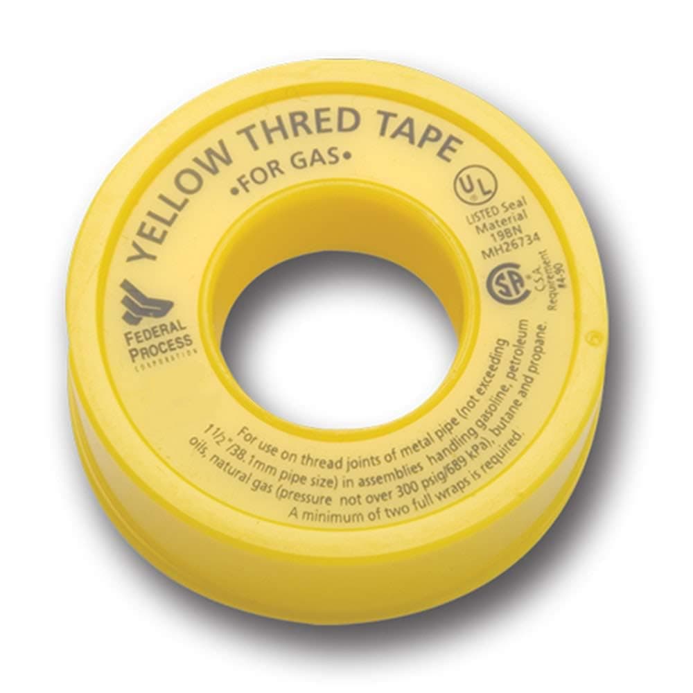 Gasoila Yellow PTFE Thread Seal Tape – Professional-Grade, 1/2 Inch x 260 Inch, High-Density Thread Tape for Gas Lines– Leak-Proof Seal, Non-Toxic