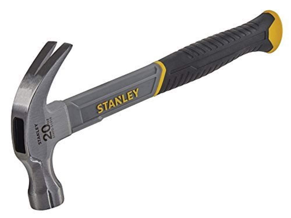 20oz. Curved Claw Fibreglass Hammer, High-Carbon Steel, Vibration Dampening, Ergonomic Anti-Slip Grip, 570g, STHT0-51310