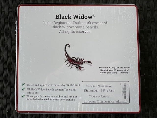 Black Widow Colouring Pencils, 24 pc Coloured Pencil Set. Best For Sketching And Artist Colours, Wax Colouring Pencils for Adults (Scorpion Pencil Set)