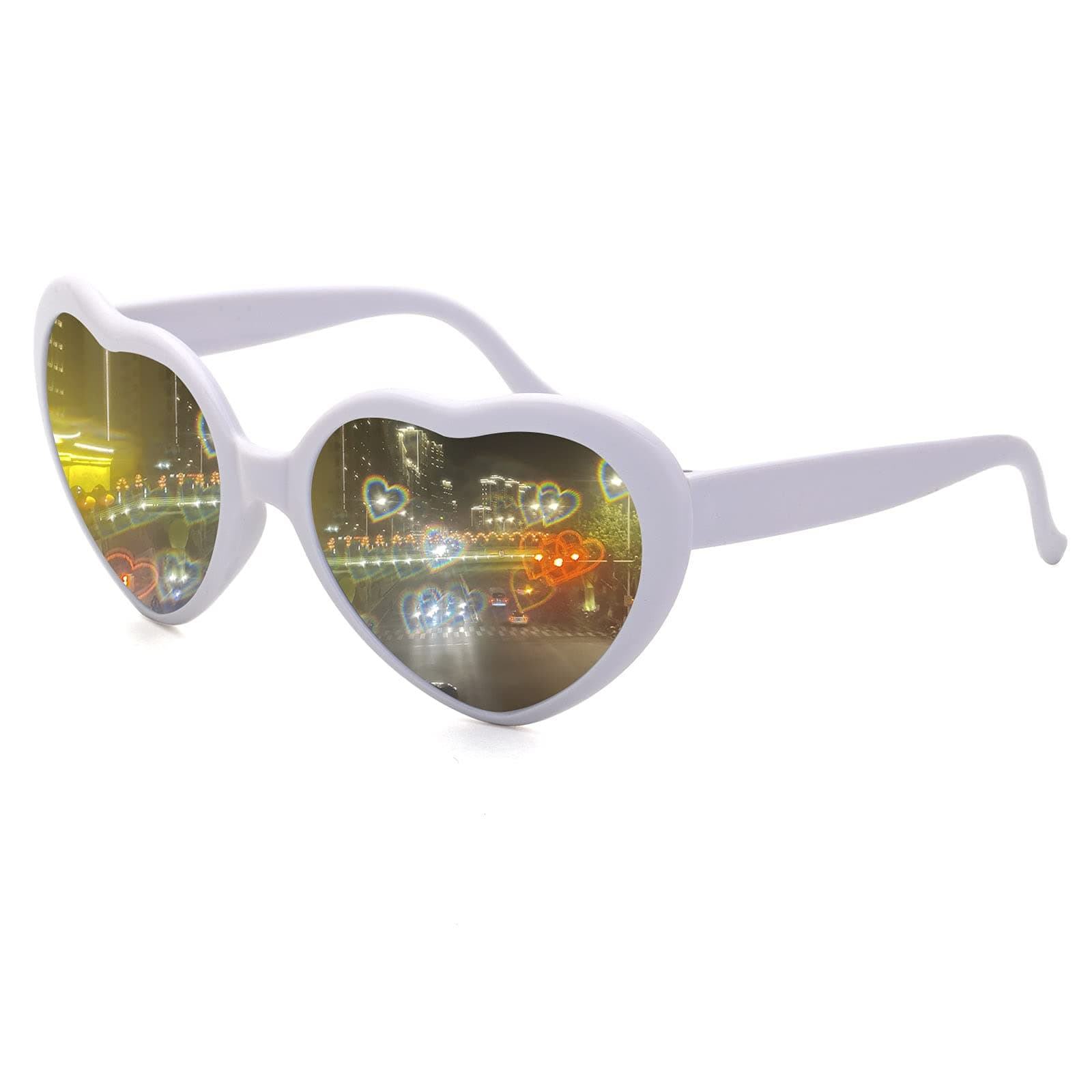 KepoitaHeart Sunglasses With Diffraction Effect - Festival Party Rave Light Accessories, UV400 Protection