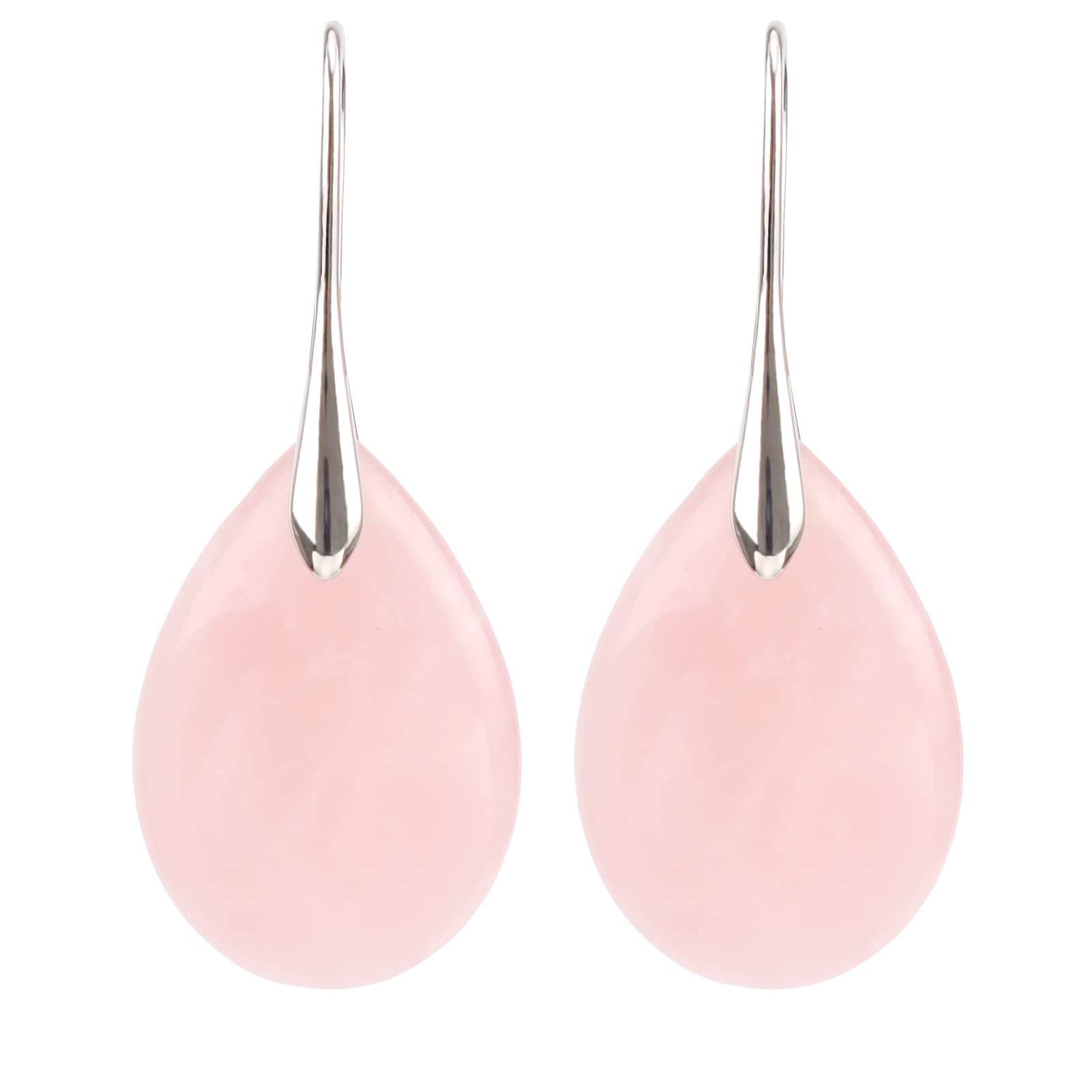 Natural Stone Teardrop Earrings Crystal Healing Birthstone Dangle Earrings