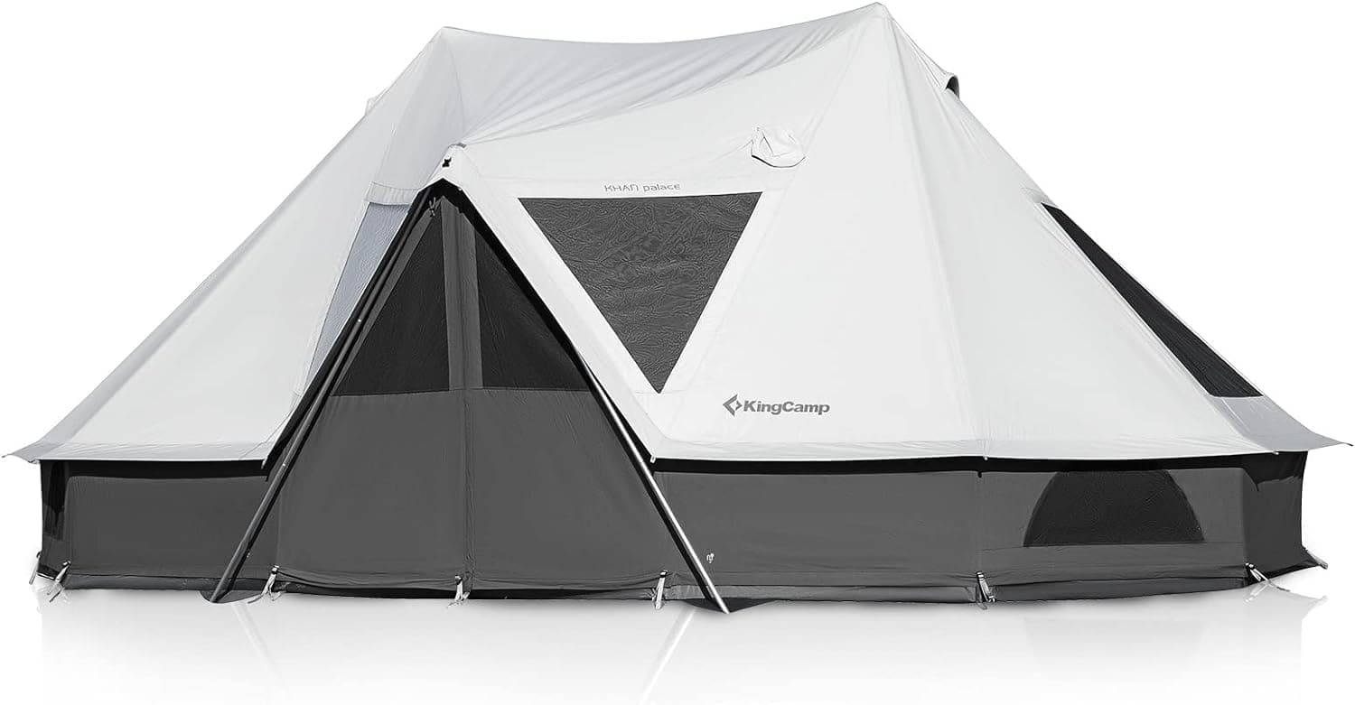 KingCamp Canvas Tent for Camping, 4 Seasons Large Waterproof & Windproof Luxury Glamping Tent with Stove Jack for Family Outdoor Camping, Hunting & Parties