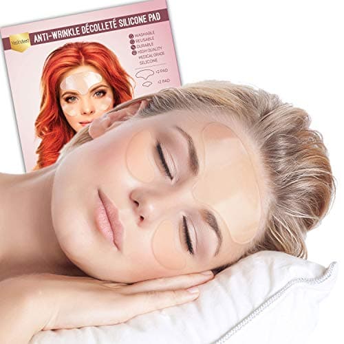 Reusable Anti-Wrinkle Silicone Facial Pads – 2 Forehead Patches & 2 Under-Eye Patch Pair Smooths and Prevents Wrinkles, Crows Feet, Lines, and Creases – Overnight Face Skin-Pad Set with 30 Uses