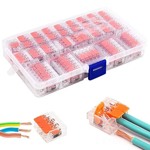 75 Pack Lever Nuts Assortment, Wire Connector Pack Compact Splicing Connector Lever Nut Kit for Electrical Wires Solid Stranded Flexible Wires 2 Conductor, 3 Conductor, 5 Conductor