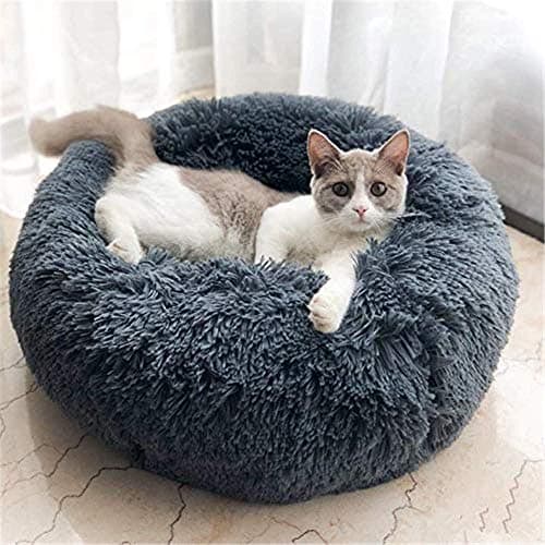 Neekor Cat Dog Beds, Soft Plush Donut Pet Bedding Winter Warm Sleeping Round Fluffy Pet Calming Bed Cuddler for Puppy Dogs/Cats, Size: Small/Medium/Large/X Large