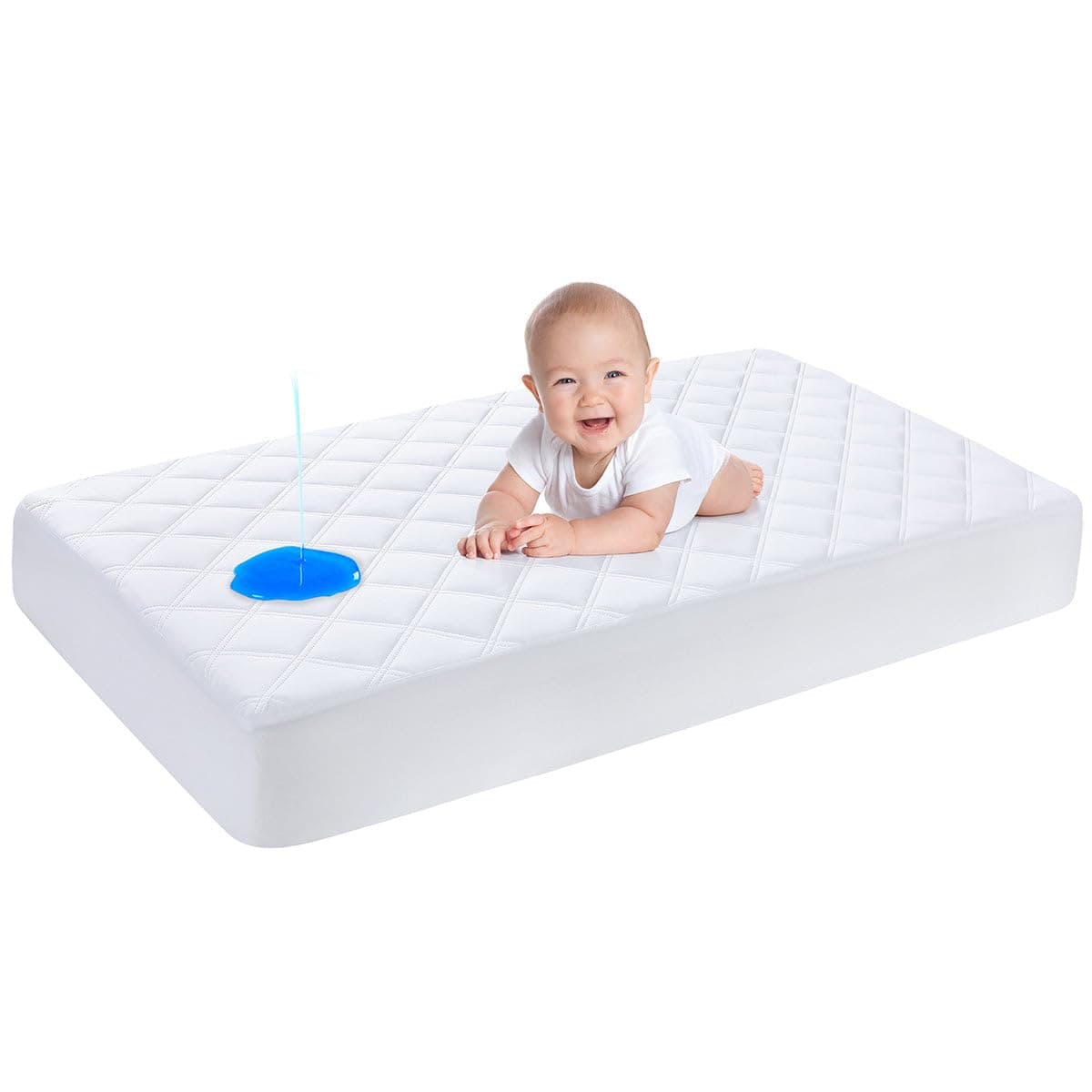 Yoofoss Waterproof Baby Mattress Protector 70 x 140 cm Adjustable Fitted Sheet Removable and Washable for Cot Bed