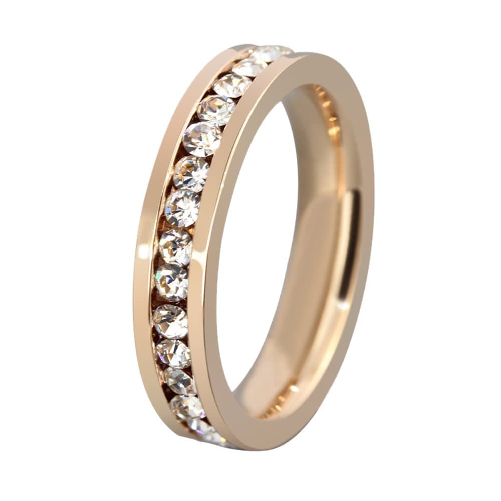 Titanium 14k Rose Gold Ring Female Super Flash Single Row Drilling Prize Ring R-050