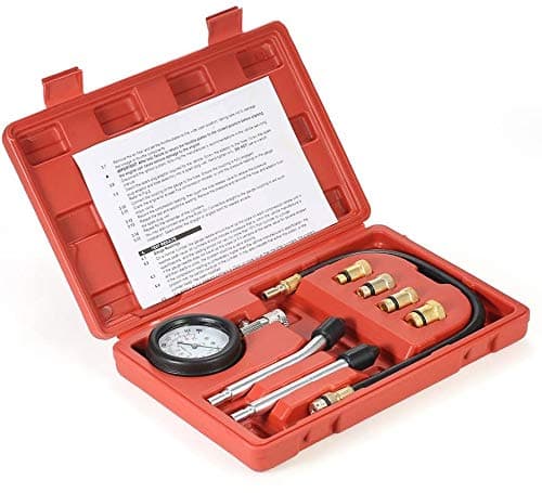 1111 Gasoline Engine Compression Tester Auto Petrol Gas Engine Cylinder Automobile Pressure Gauge Tester Automotive Test Kit 0-300psi with Case