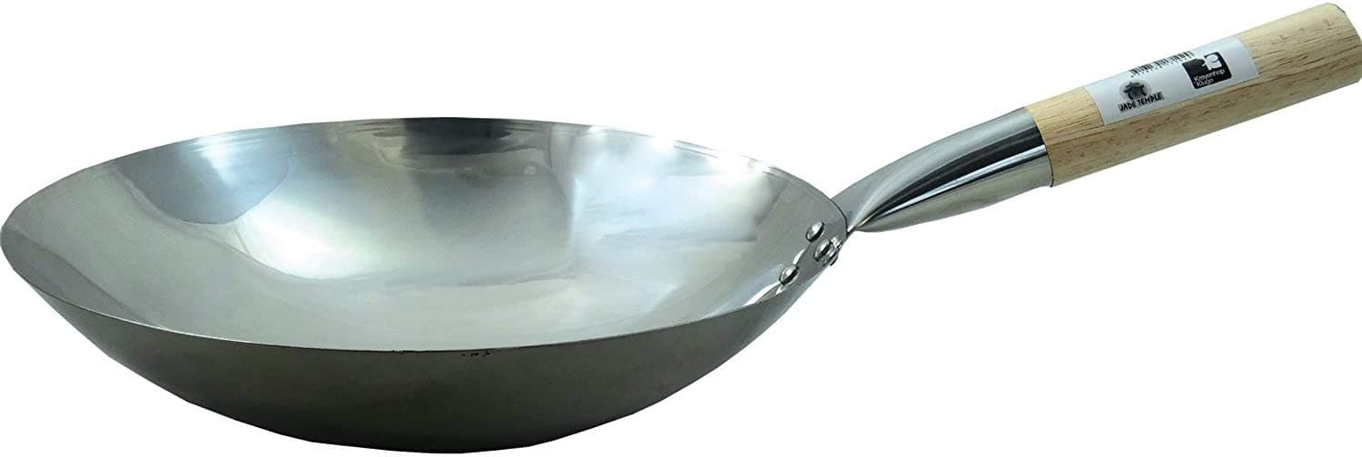 Jade Temple Wok, Cast Iron Frying Pan Iron, Silver, Diameter 35 cm