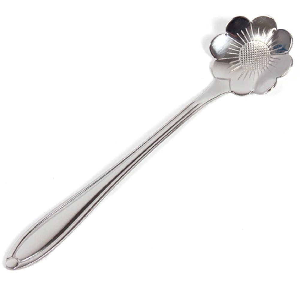 TP7 Coffee Spoon Flower Set Of 6 Pieces Stainless Steel Silver Dessert Sugar Tea Spoons Suck Cream Scoop Tableware Kitchen Accessories Gift For Home Office