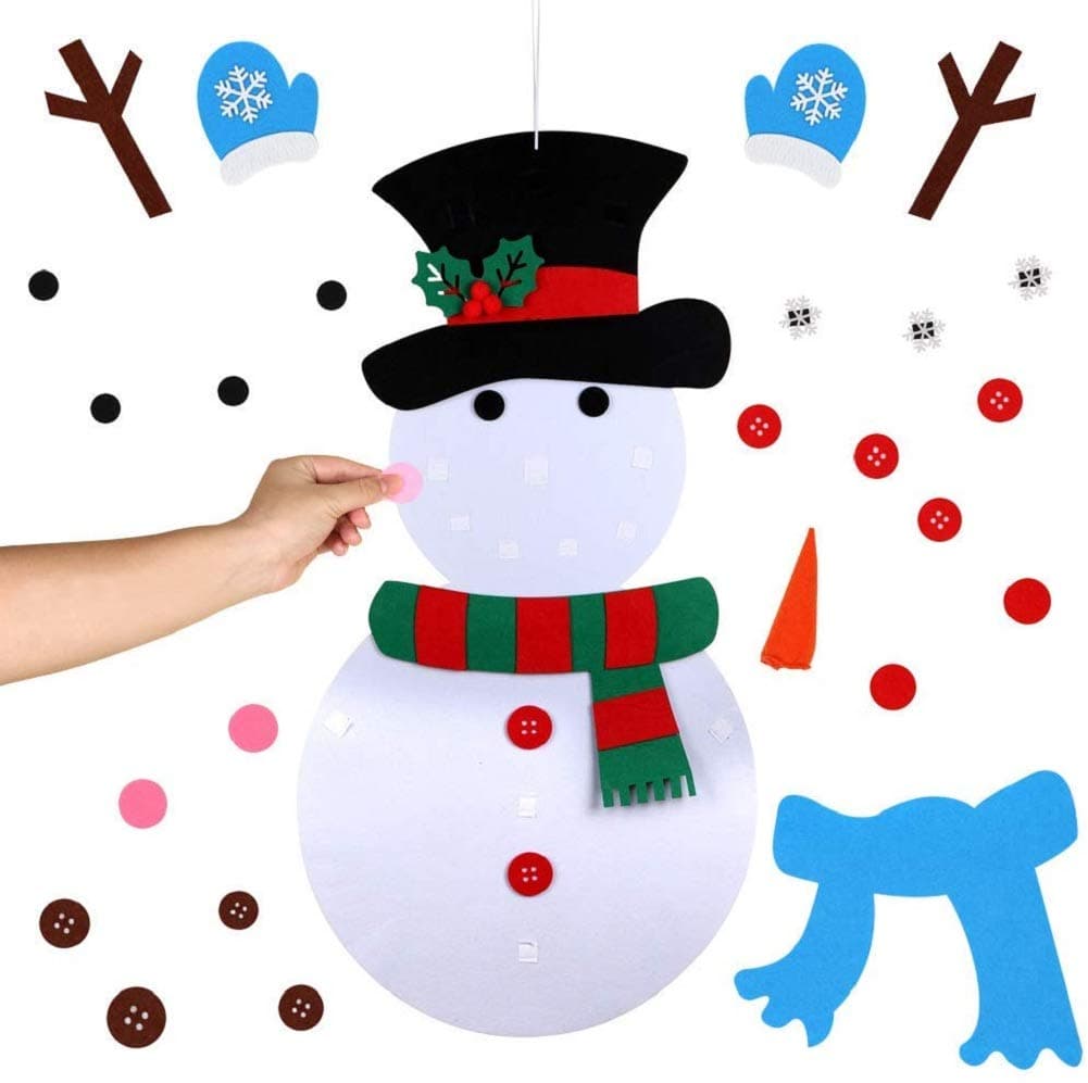 3D DIY Felt Christmas Tree, Upgraded Toddler Christmas Tree for Kids Xmas Decoration (Felt Snowmen)