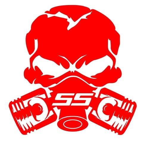Red SS Piston Gas Mask Skull Decal Vinyl Sticker Graphics|UR Impressions|for Cars Trucks SUV Vans Walls Windows Laptop|RED|5.5 inch|UR691-R