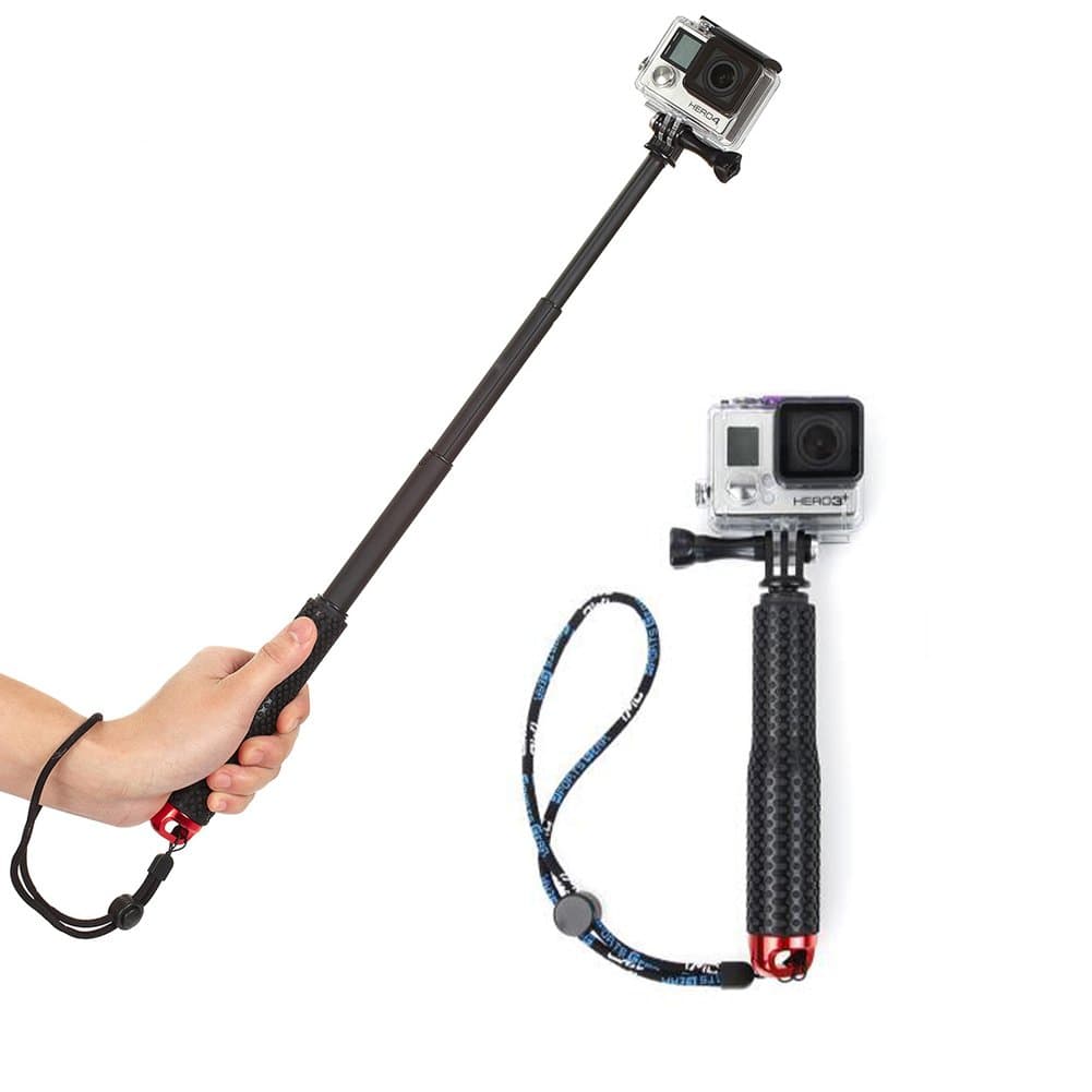 19'' Waterproof Underwater Hand Grip Adjustable Extension Selfie Stick Monopod Pole for GOPRO Hero 6/5/ 5 Session/ 4 Session/ 4/3+/ 3/2/1, GeekPro, AKASO, Xiaomi Yi, SJCAM SJ4000 (Red)