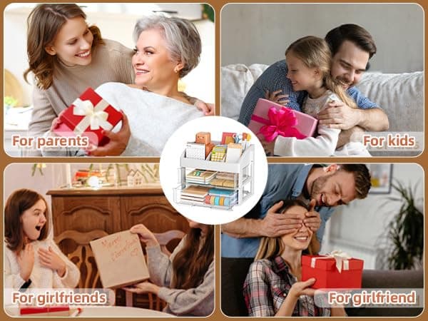 Marbrasse Desk Organizer with Drawers, 2 Drawer Desk Storage, Clear Desktop Storage Drawers Office Organizers and Storage, Desk Organizer with Sliding Drawer for Home, Cosmetics, Office Supplies