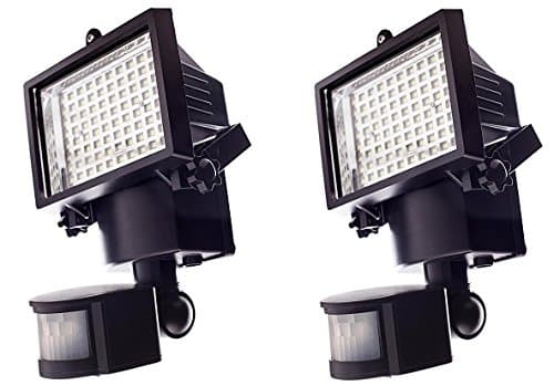 The Super Bright 80 LED Waterproof Solar Powered Security Lights with Motion Sensor for Outdoor Garden Yard (2, Black)