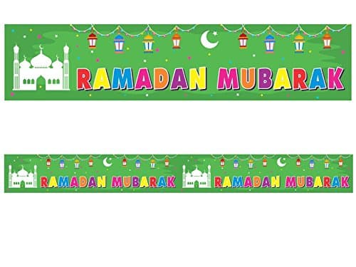 Ramadan Mubarak Green Double Banner 2018 Eid Party Home Decorations Gifts Kids