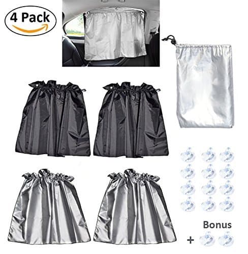 Easy to Install or Remove Universal Fit Cars Suv 4 Pcs/Set Car Window Shades Valance UV Sunshade Drape Visor Car Window Curtain with Suction Cups