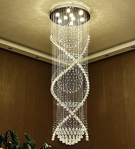 Modern Double Spiral Crystal Chandelier Lighting for Foyer Staircase Hallway D 23.6" x 99" H