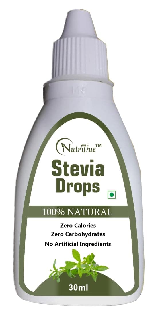 Nutrivue Stevia Leaf Extract Liquid Zero Calorie Natural Sweetener Sugar Free Drops for Tea Coffee Green Tea Beverages Plant Based Sugar Substitute Diabetic Friendly Weight Loss Keto Vegan 30ml Bottle Pack of 1
