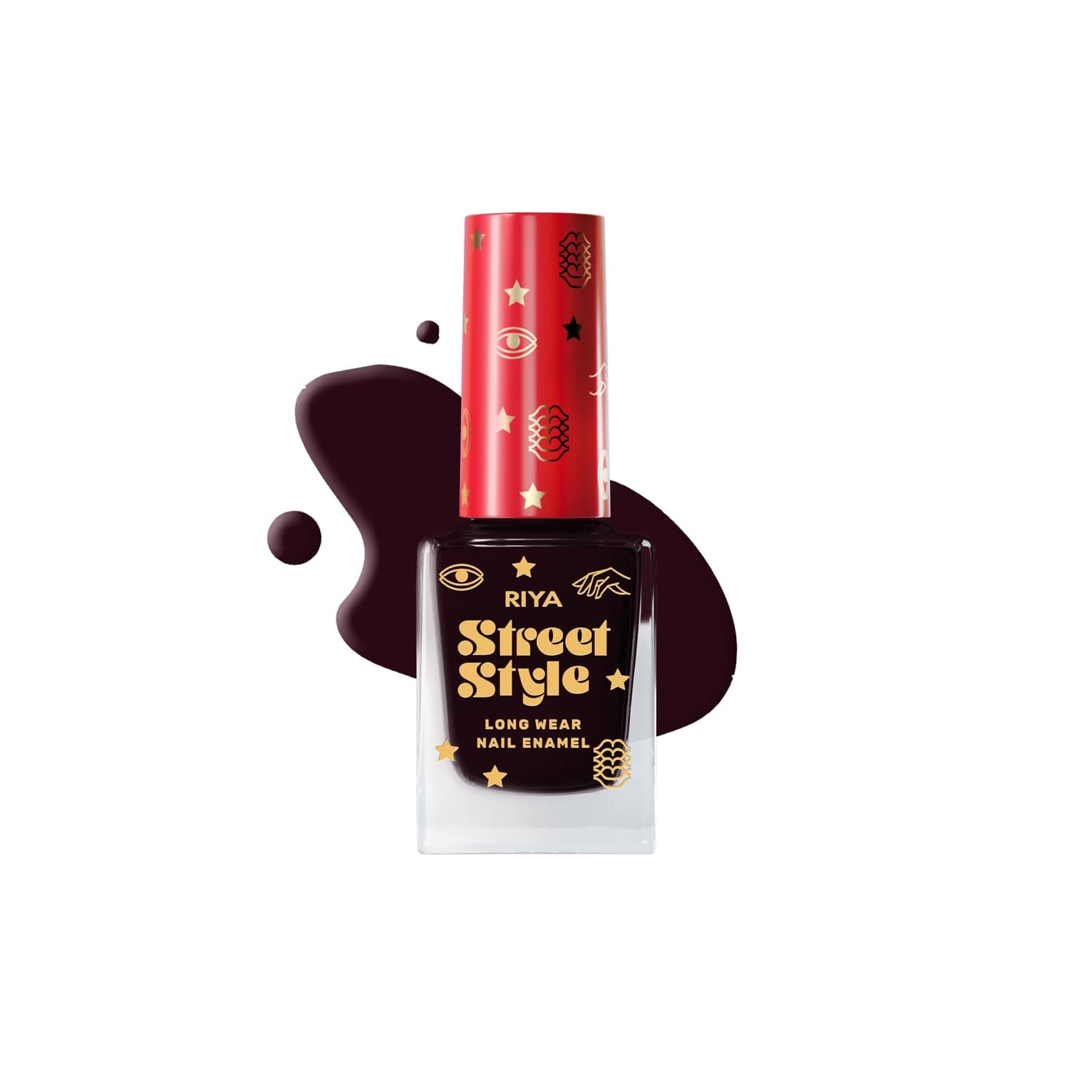 Street StyleLong Wear, Quick Drying, Glossy Finish, 7-Free Formula, Nail Enamel, 100% Vegan & Cruelty Free, Shade SS 135, Dark Glamour, 12 ML