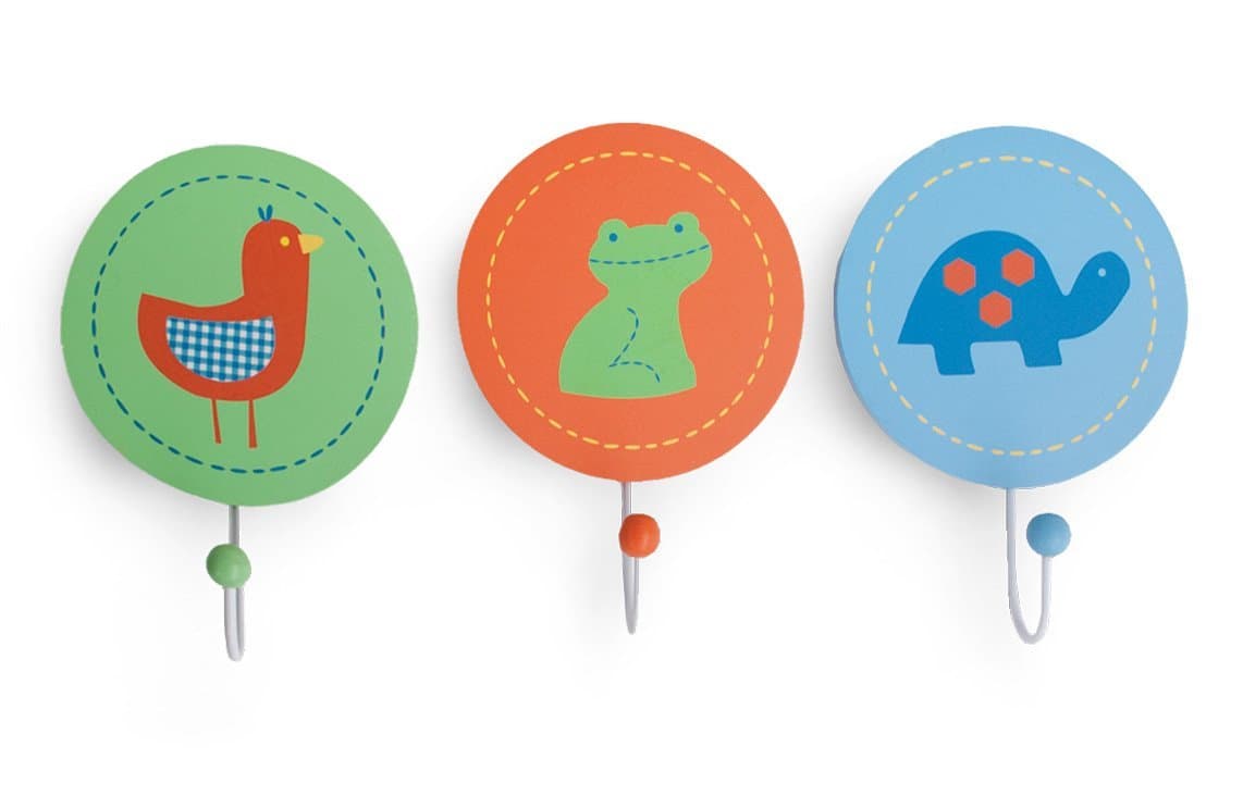 Kidsline Who's At The Zoo Wall Hooks, 3 Count