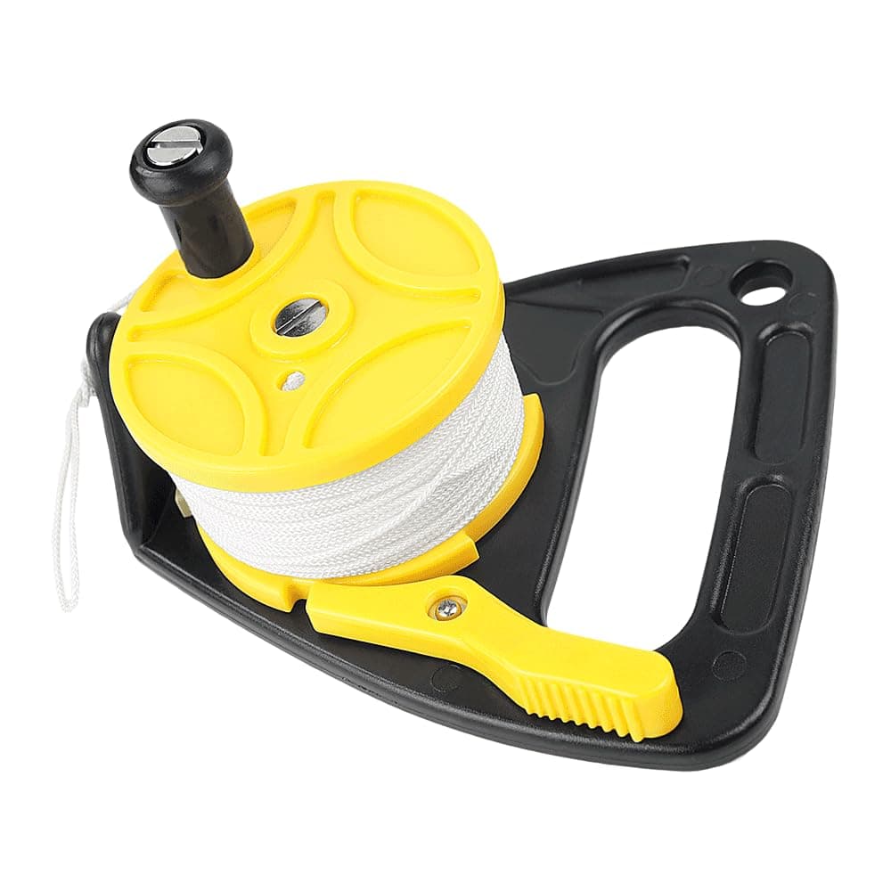 150FT Scuba Dive Reel Kayak Anchor with Thumb Stopper for Safety Underwater Diving Snorkeling, Cave and Wreck Exploration, Recreational Diving and Spear Fishing