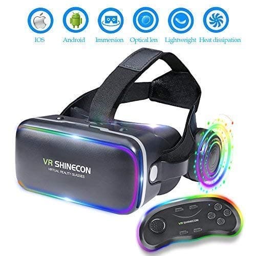 3D VR Headset Virtual Reality Glasses -for 3D Movies Video Games Comfortable VR Goggles with Stereo Adjustable Headphone Compatible with All iOS/Android Smartphones Within