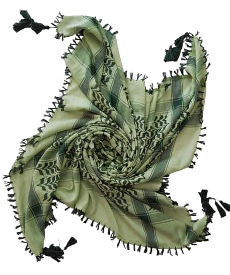 Retro Seventy2 Light Green and Black Palestinian Shemagh Scarf with Tassels Arab Keffiyeh Desert Head Neck Wrap Unisex