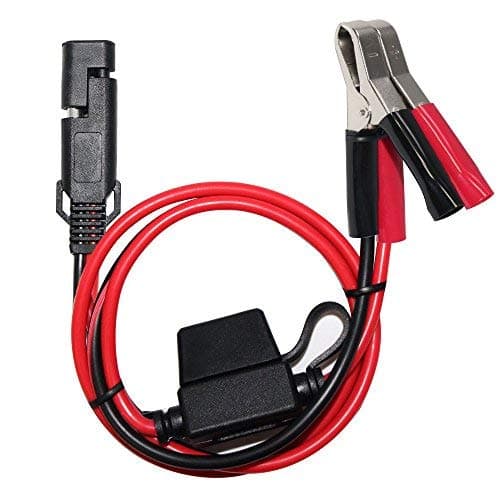 HeavenLights Battery Alligator Crocodile Clip to SAE Connector Cord 1.5 FT Quick Disconnect Cable SAE to Battery Clamp Cable with 7.5A Fuse