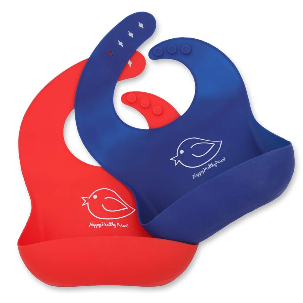Silicone Baby Bibs Easily Wipe Clean - Comfortable Soft Waterproof Bib Keeps Stains Off, Set of 2 Colors