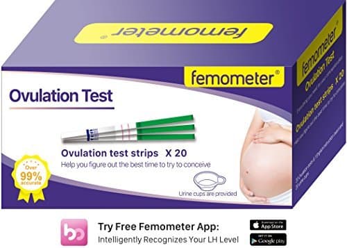 Femometer 20 Ovulation Test Strips Kit with 20 Urine Cup (20LH) with App (iOS & Android)