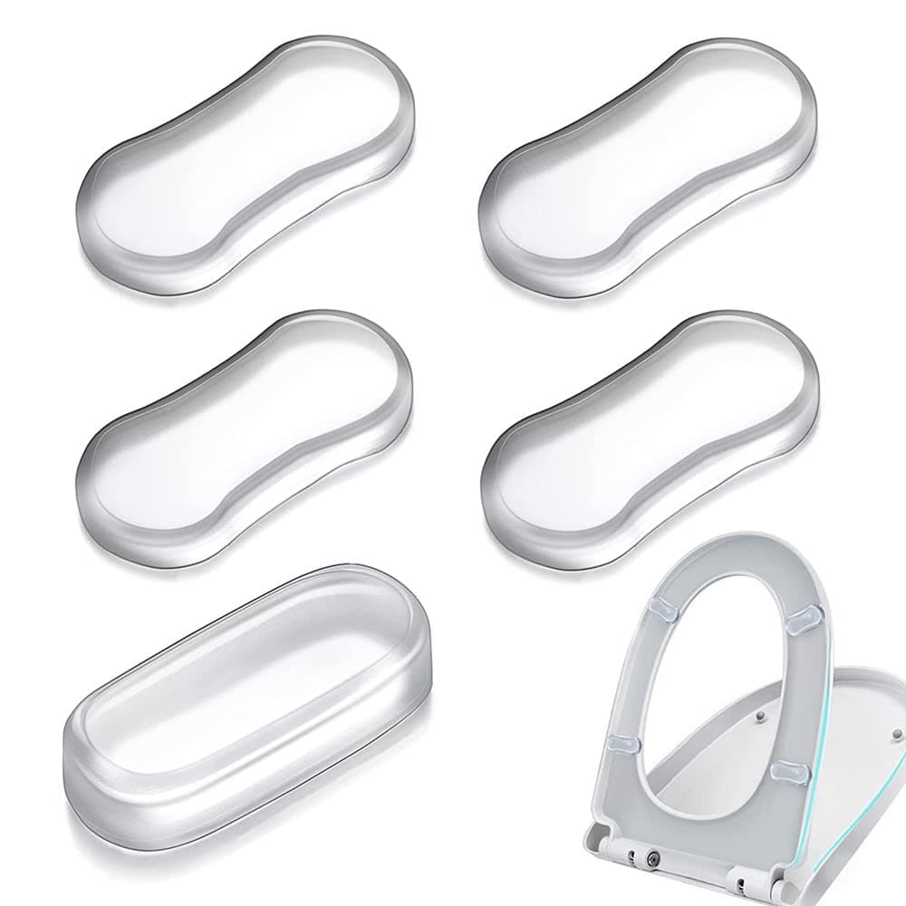 Mclcvp7re 5Pcs/Set Toilet Seat Bumper Replacement Kit Silicone Toilet Seat Buffer Transparent Toilet Lid Rubber Pad with Strong Adhesive for Home, Hotels, School Toilet