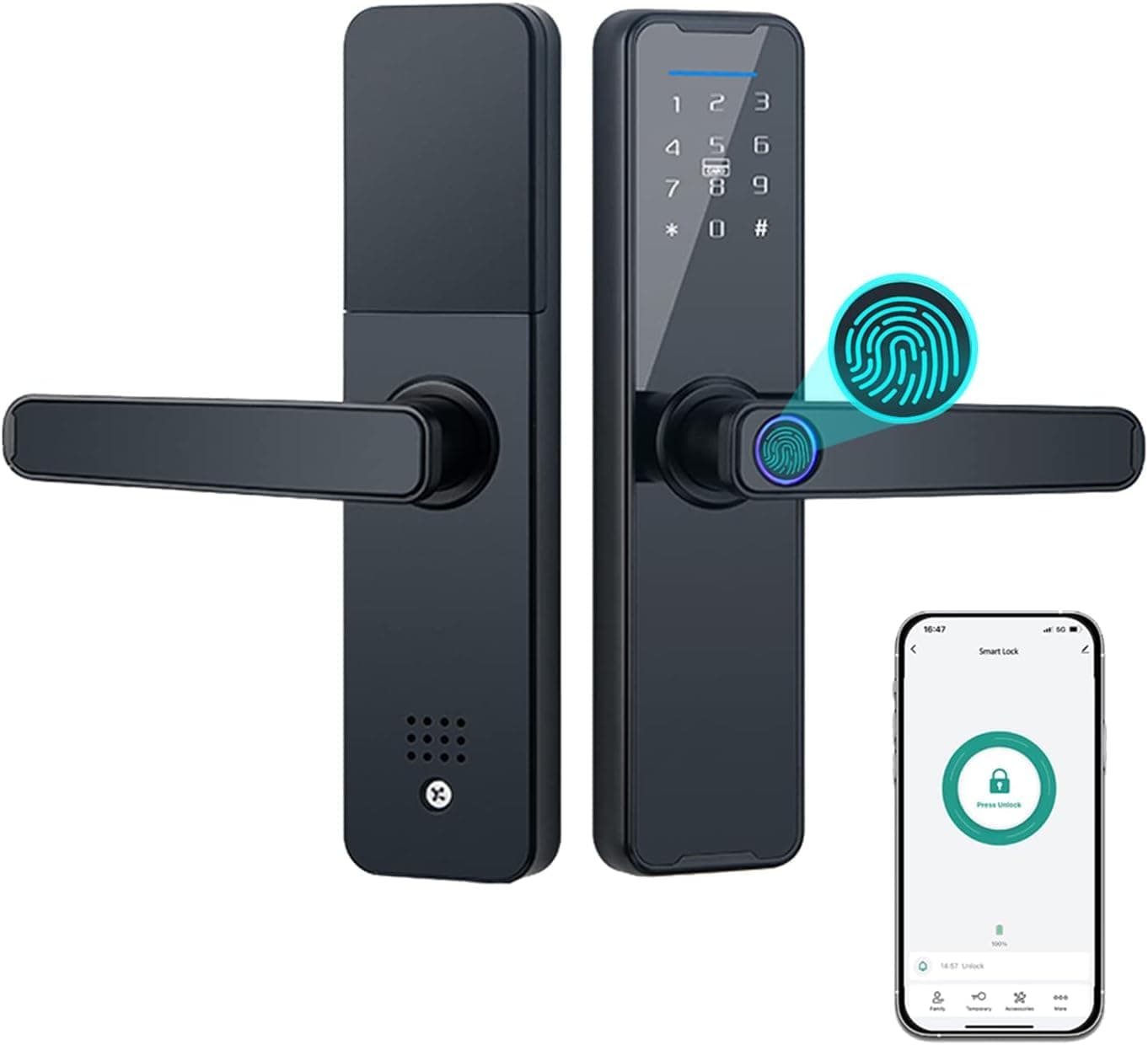 BREAKODE™ Smart Door Lock, Keyless Entry Door Lock, Built-in WiFi Deadbolt, Smart Door Lock, No Bridge Required, Easy Installation, Touch screen Keypad, App Remote Control