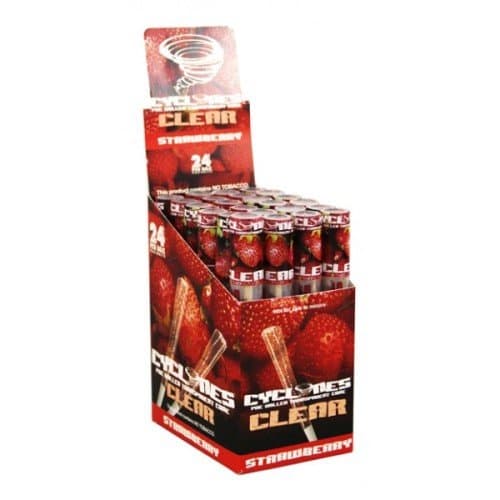 Cyclones Pre Rolled Transparent Cones Strawberry 2 Per Tube 24 Per Box