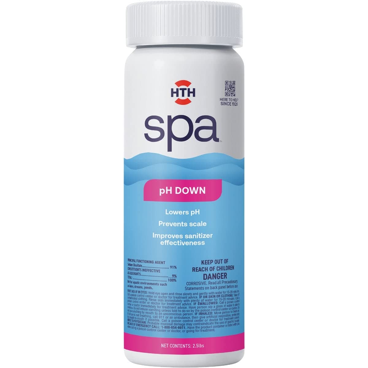 HTH Spa 86132 pH Down, Spa & Hot Tub Chemical Lowers pH, Prevents Scale, 2.5 lbs
