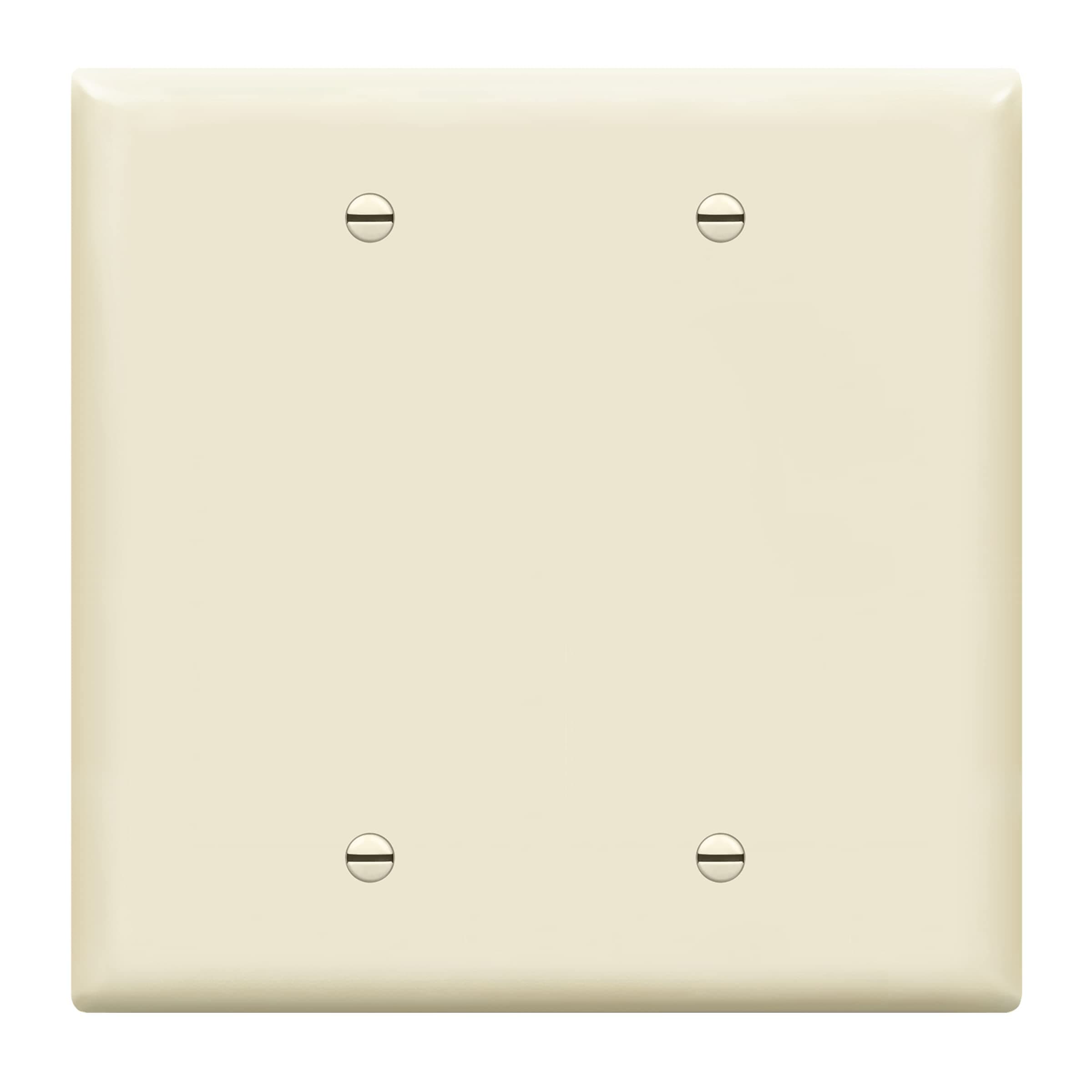 ENERLITES Double Blank Device Wall Plate, Gloss Finish, Mid-Size 2-Gang 4.88" x 4.92", Unbreakable Polycarbonate Thermoplastic, UL Listed, 8802M-LA, Light Almond