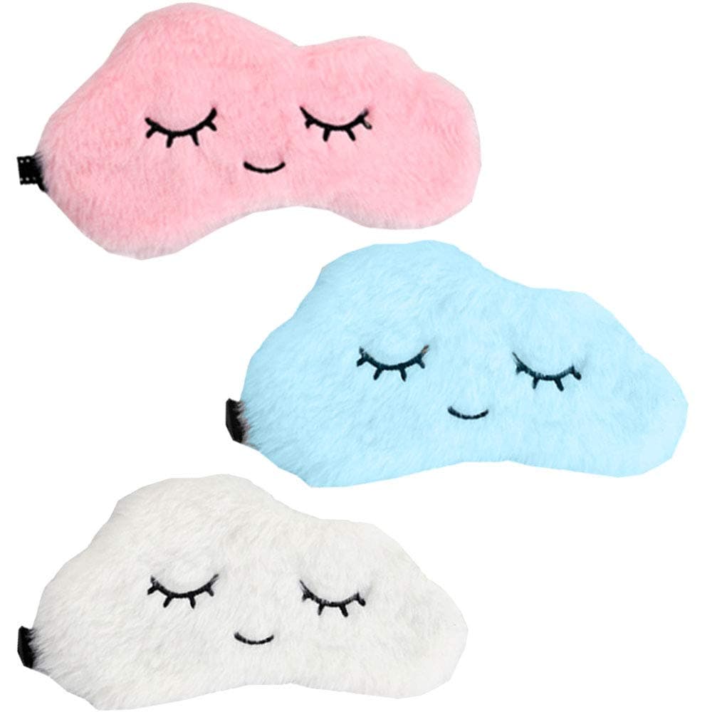 HappyDaily Beautiful and Comfortable Sleep Masks - Set of 3(Cloud - Pink/Blue/White)
