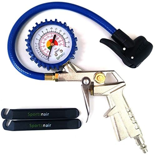 SportsnAir - Presta Valve Tire Inflator - Lifetime Platinum Series - Dual Head Fits Both Presta and Schrader Valves Includes Tire Levers.