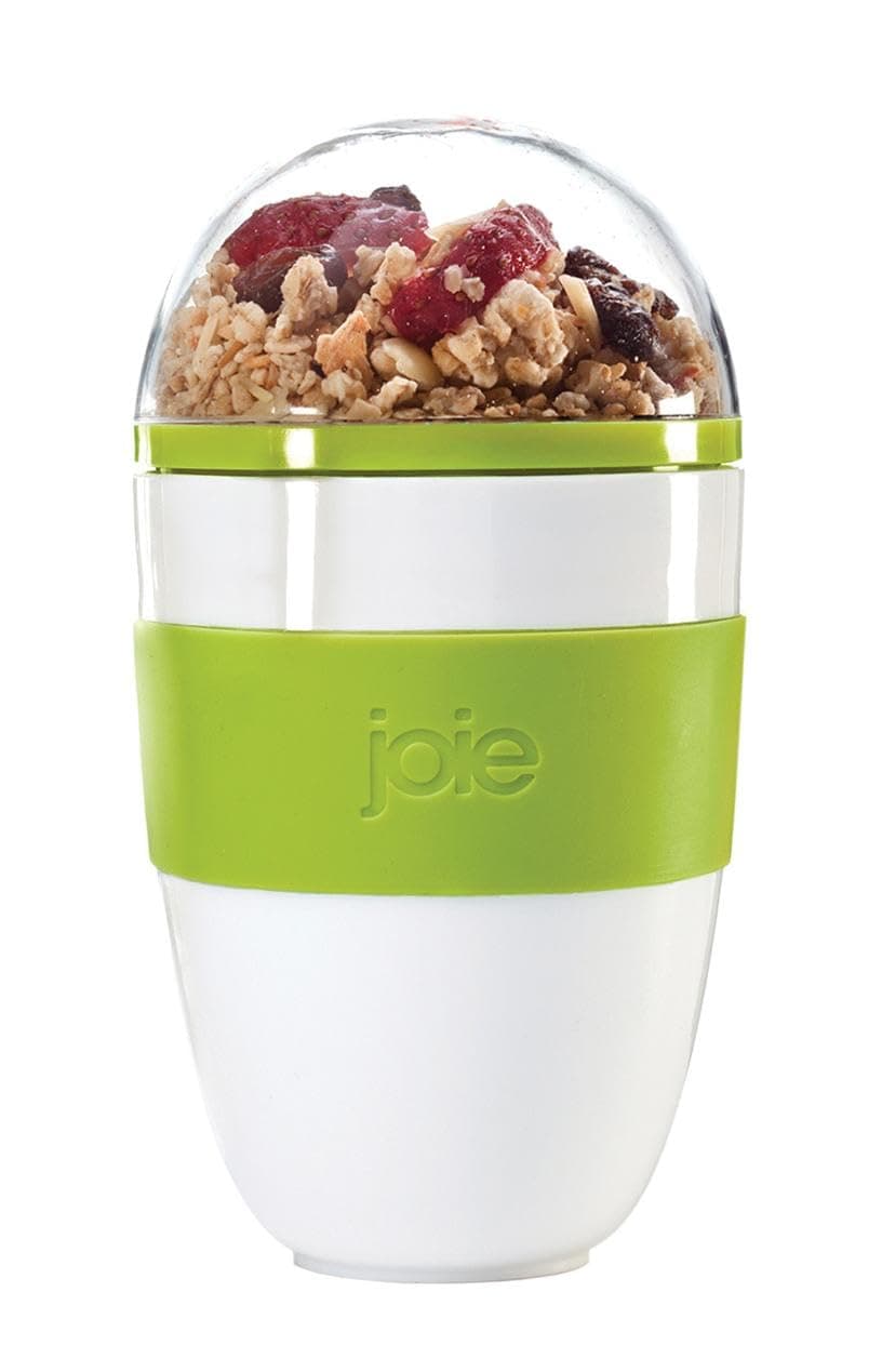 Yogurt On The Go Portable Cup with Snap-On Spoon, Reusable Container with Separate Compartment for Granola, Durable and Leakproof, BPA-Free, Great for Lunches or Backpacks, Colors May Vary