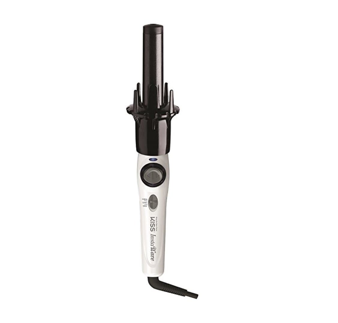 Instawave Deluxe Automatic Rotating Curling Iron, Self-Spinning, Ceramic Ionic Technology, Tangle Prevention, 2-Way Rotation, Dual Heat Settings up to 420°F, 1” Curling Wand, Black & White