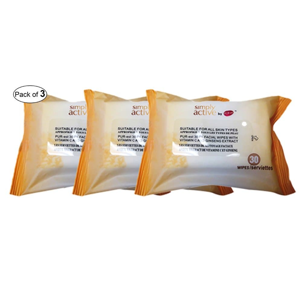 Make Up Remover-Vitamin C & Ginseng Extract (30 Wipes) (Pack of 3) by Purest