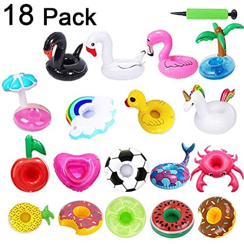 GetLoveProduct 18 Packs Inflatable Drink Holders , Drink Floats Inflatable Cup Coasters for Pool Party