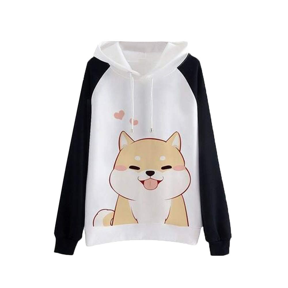 Women's Hoodie Sweat Jacket LILICAT Puppy Dog Shiba Inu Pattern Beautiful Hoodies Long Sleeve Women's Hoodie Sweatshirt Pullover Tops Blouse Hooded Autumn Winter Black